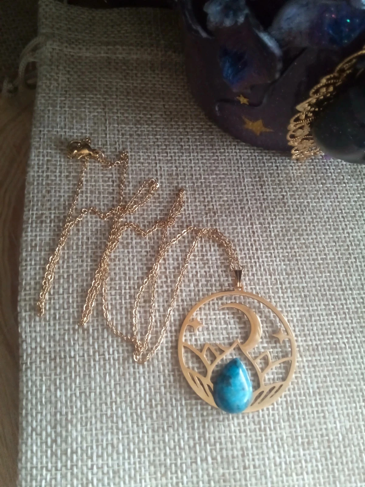 Collier médaillon jaspe et lune – photo 4